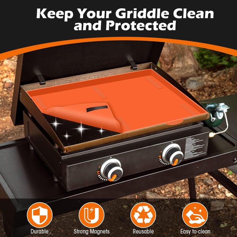 Hydream 22" Griddle Mat Silicone for Blackstone, Magnetic Protective Cover Mats Blackstone Griddle Top Covers Protector Outdoor-Orange - Image 3